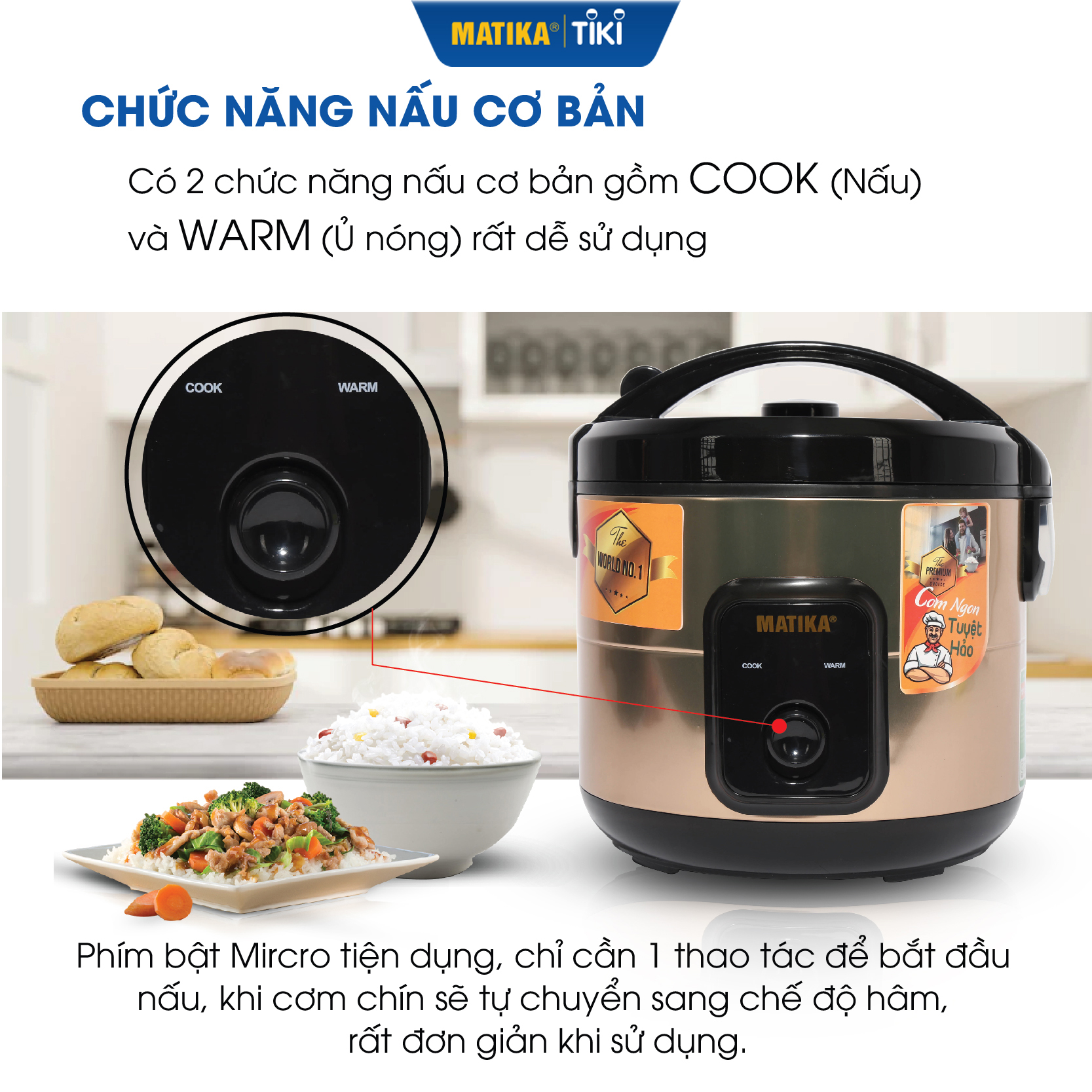 Nồi Cơm Điện MATIKA 1.8L MTK-RC1892 - Hàng chính hãng