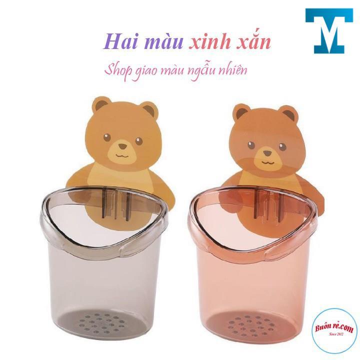 Cốc Đựng Bàn Chải, Kem Đánh Răng Hình Gấu Gắn Tường-00879