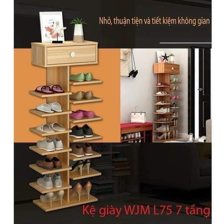 Kệ Để Giày Cây Bằng Gỗ 7 Tầng 14 Ngăn Có Ngăn Kéo Trên