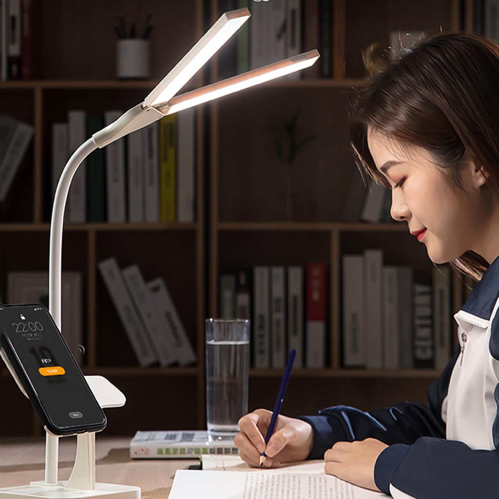 LED Desk Reading Lamp Home Light Touch Control 3 Colors Dimmable USB
