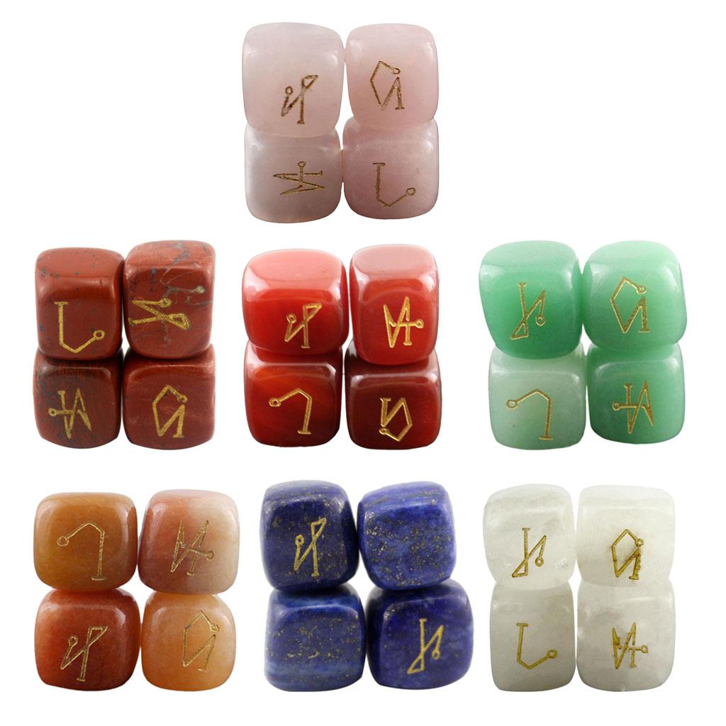 Natural Crystal Stone Engraved 4 Angel Symbols Palm Stone