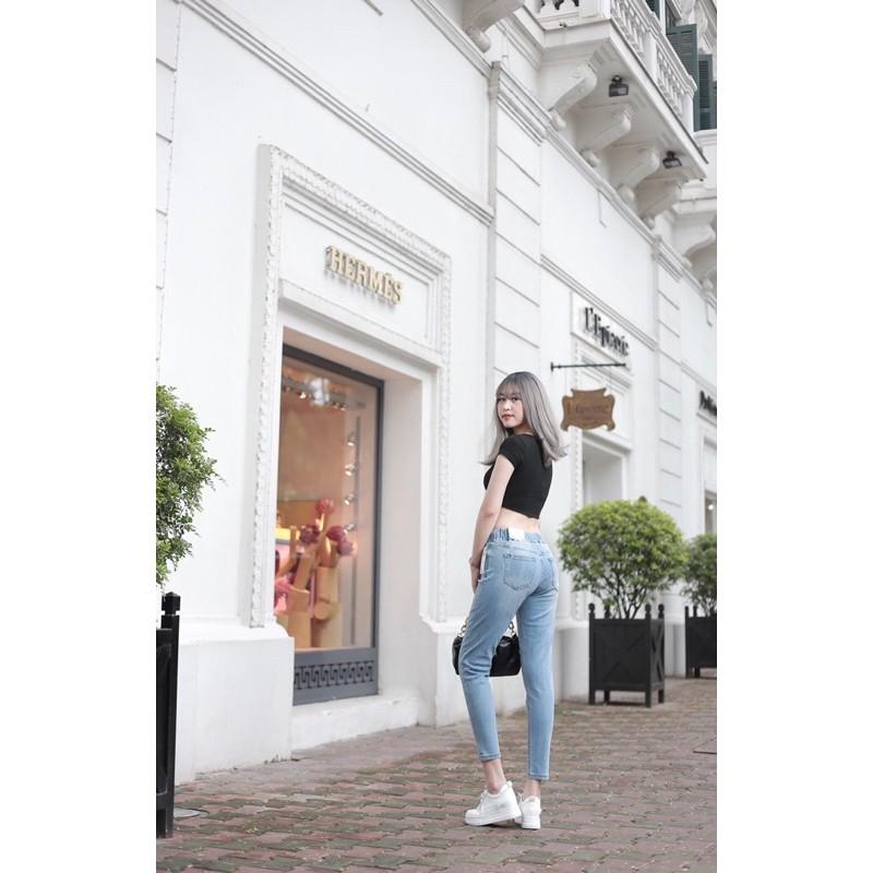 Quần jean baggy cạp chun sước 9 tấc vnxk cao cấp