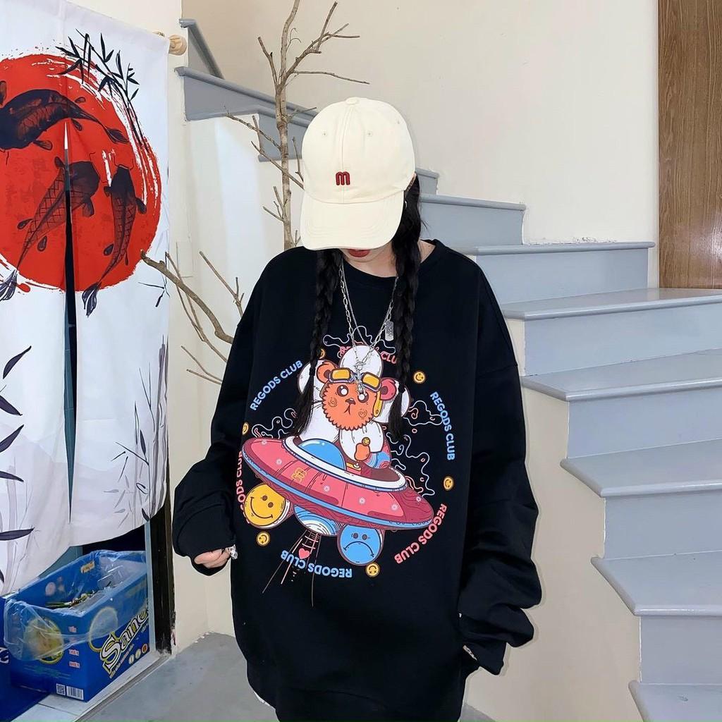 Áo khoác Sweater thun nỉ Bông in monkey Form Rộng Unisex Nam Nữ Ulzzang KUN