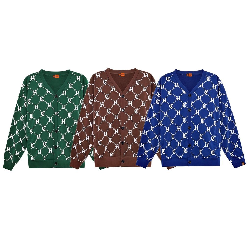 Áo Khoác Cardigan LOGO PATTERN hoạ tiết màu xanh lá/nâu/xanh dương - HighClub