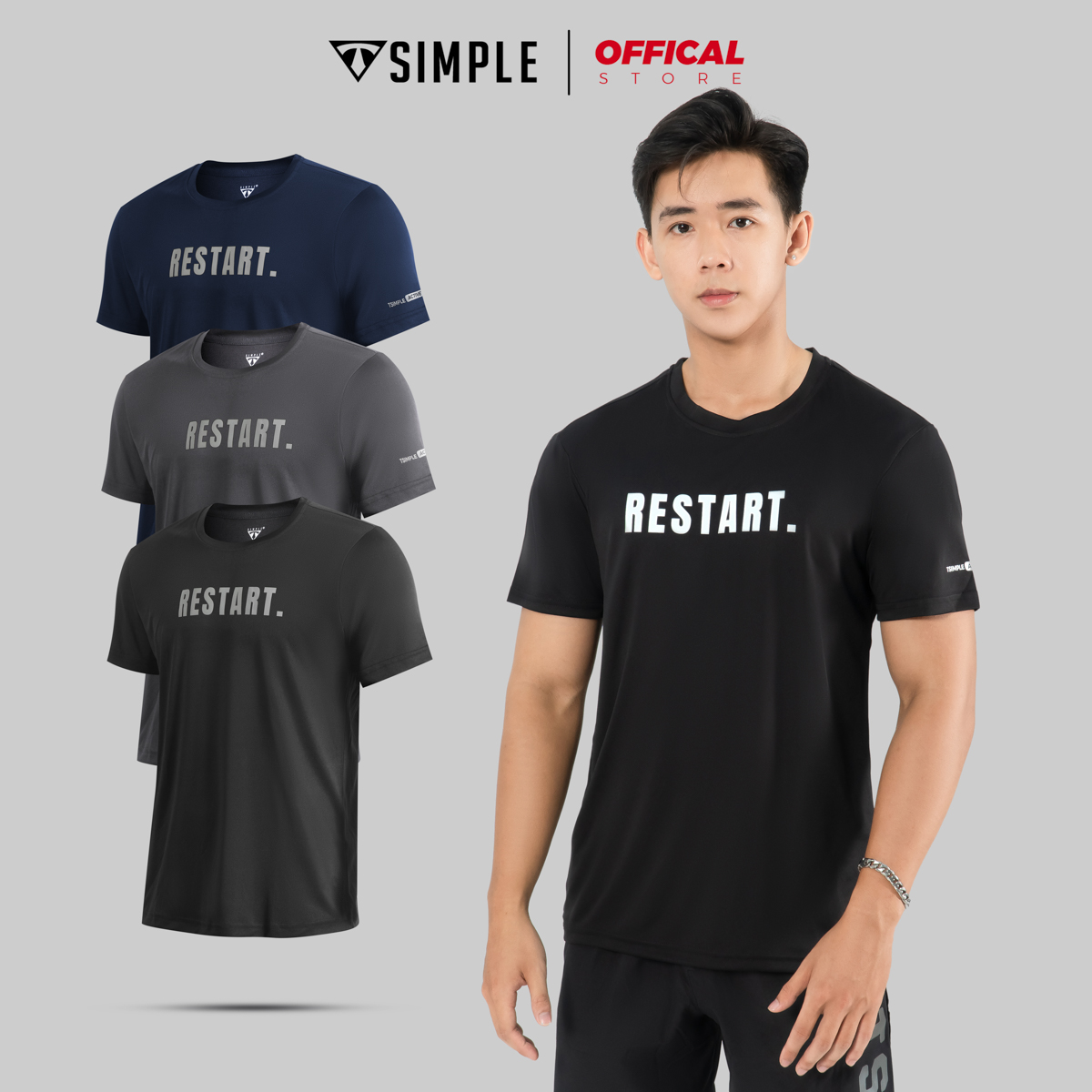 Áo Thể Thao Nam TSIMPLE cổ tròn tay ngắn tập gym vải thun lạnh thoáng mát co giãn chuẩn form MSSAHP5