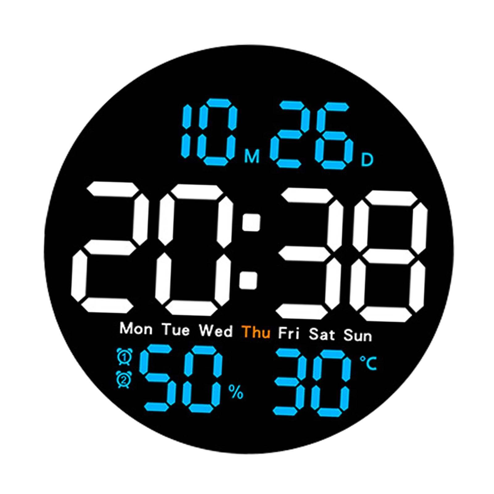 Digital Wall Clock Alarm Clock Hanging Adults Temperature/humidity Digital Clock Electronic Clock for Home Bedroom Study Room