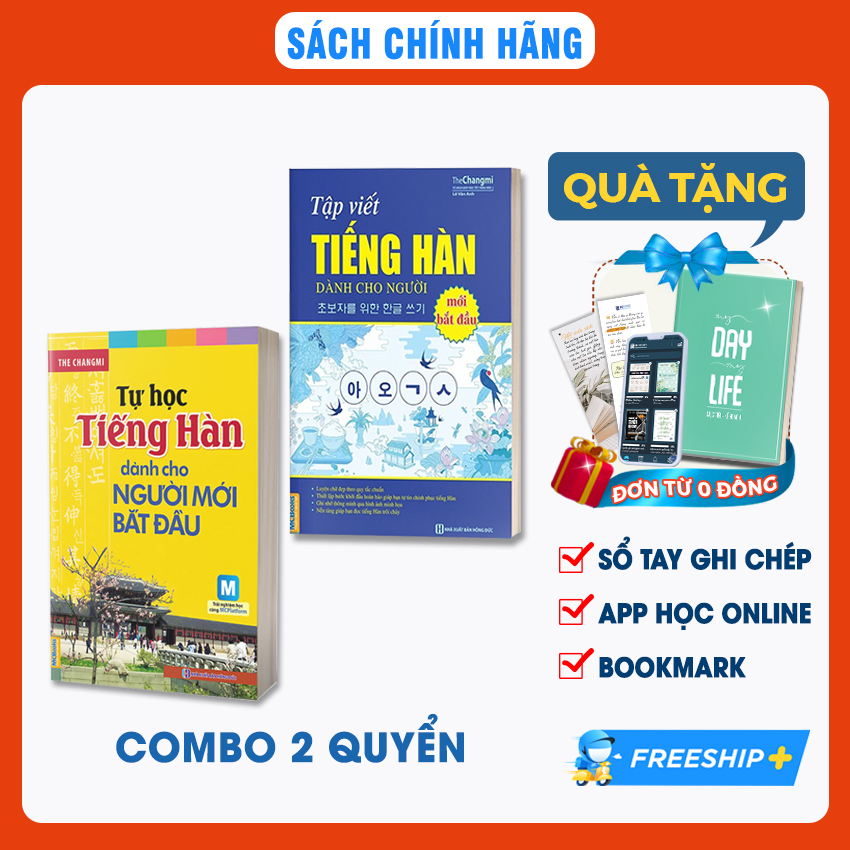 Combo Tự Học Tiếng Hàn Cho Người Mới Bắt Đầu Và Tập Viết Tiếng Hàn