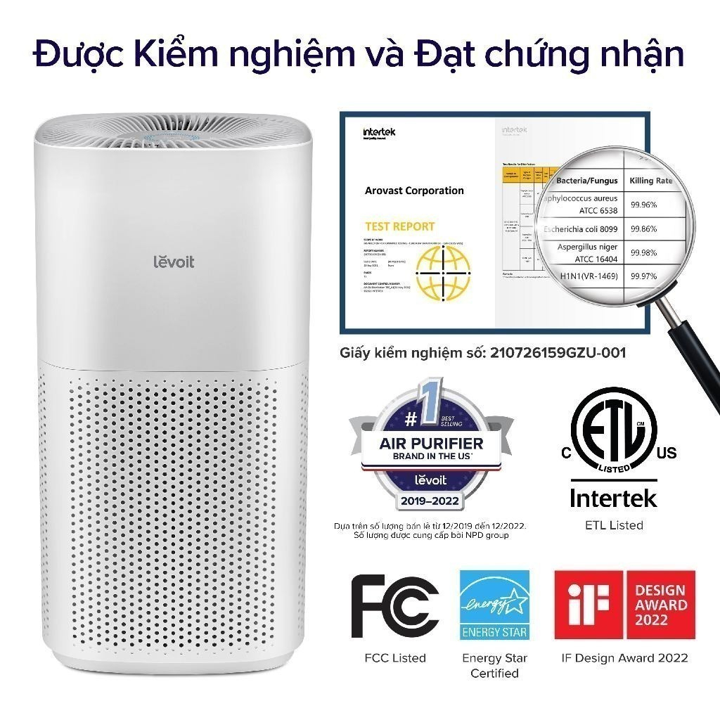 Máy lọc không khí Levoit Core 600S - Diện tích lớn 147m2, Công nghệ Air Turbo - Hàng Chính Hãng
