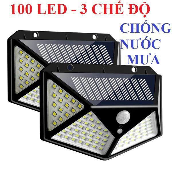 Đèn LED năng lượng mặt trời chống nước cảm biến chuyển động 100 LED siêu sáng 3 chế độ