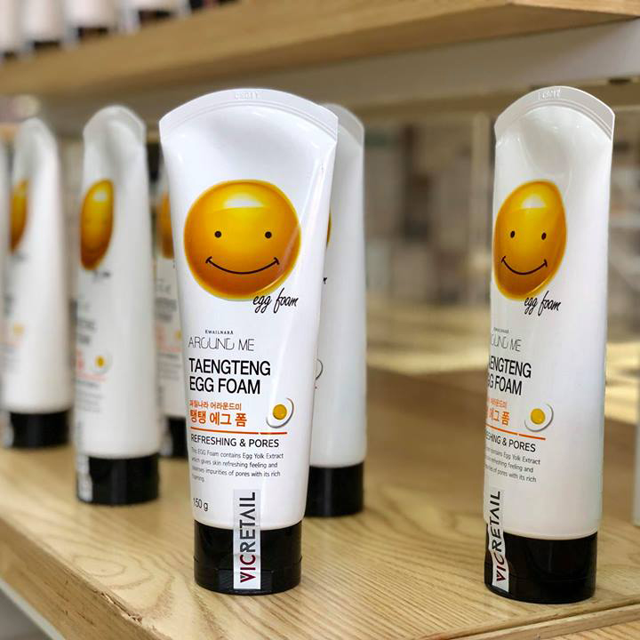 Sữa rửa mặt trứng Aroung Me Egg Foam Hàn Quốc 150ml + Móc khóa
