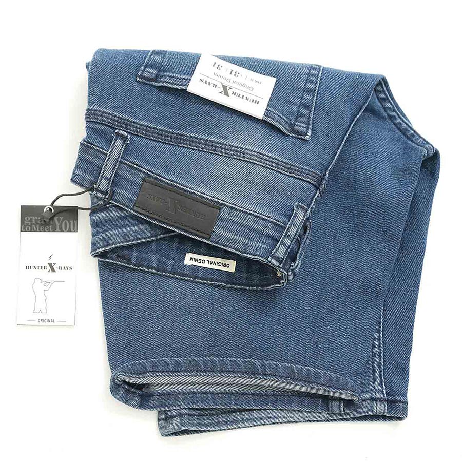 Quần Short Jeans Nam Cao Cấp HUNTER X-RAYS Form Slimfit Màu Xanh S64