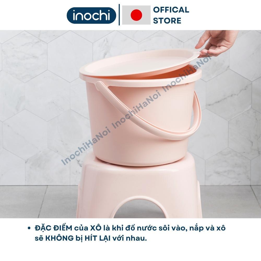 Xô chậu nhựa có nắp inochi cao cấp Notoro 11L 14L màu patsel đựng nước, gạo