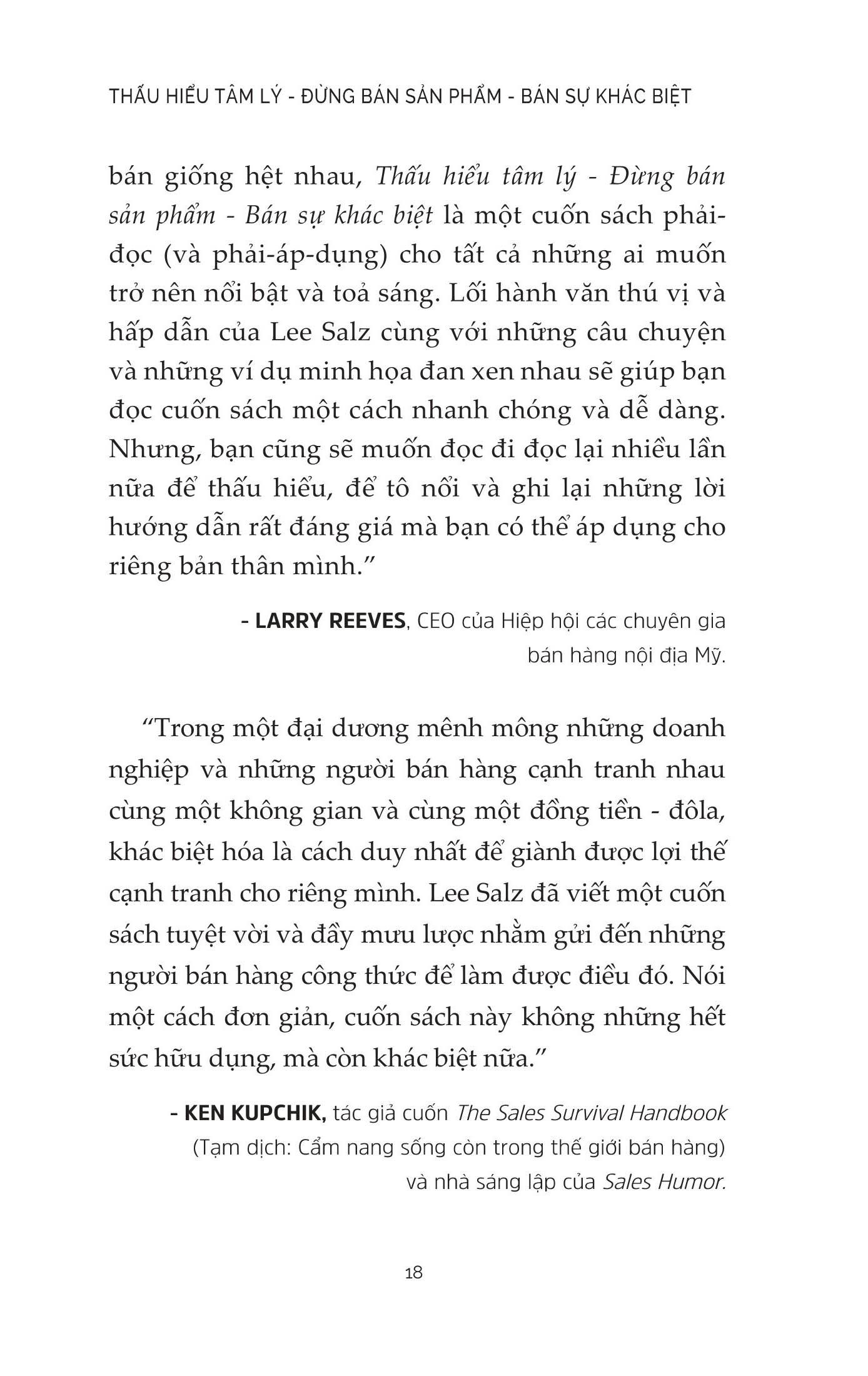 Thấu Hiểu Tâm Lý - Đừng Bán Sản Phẩm - Bán Sự Khác Biệt