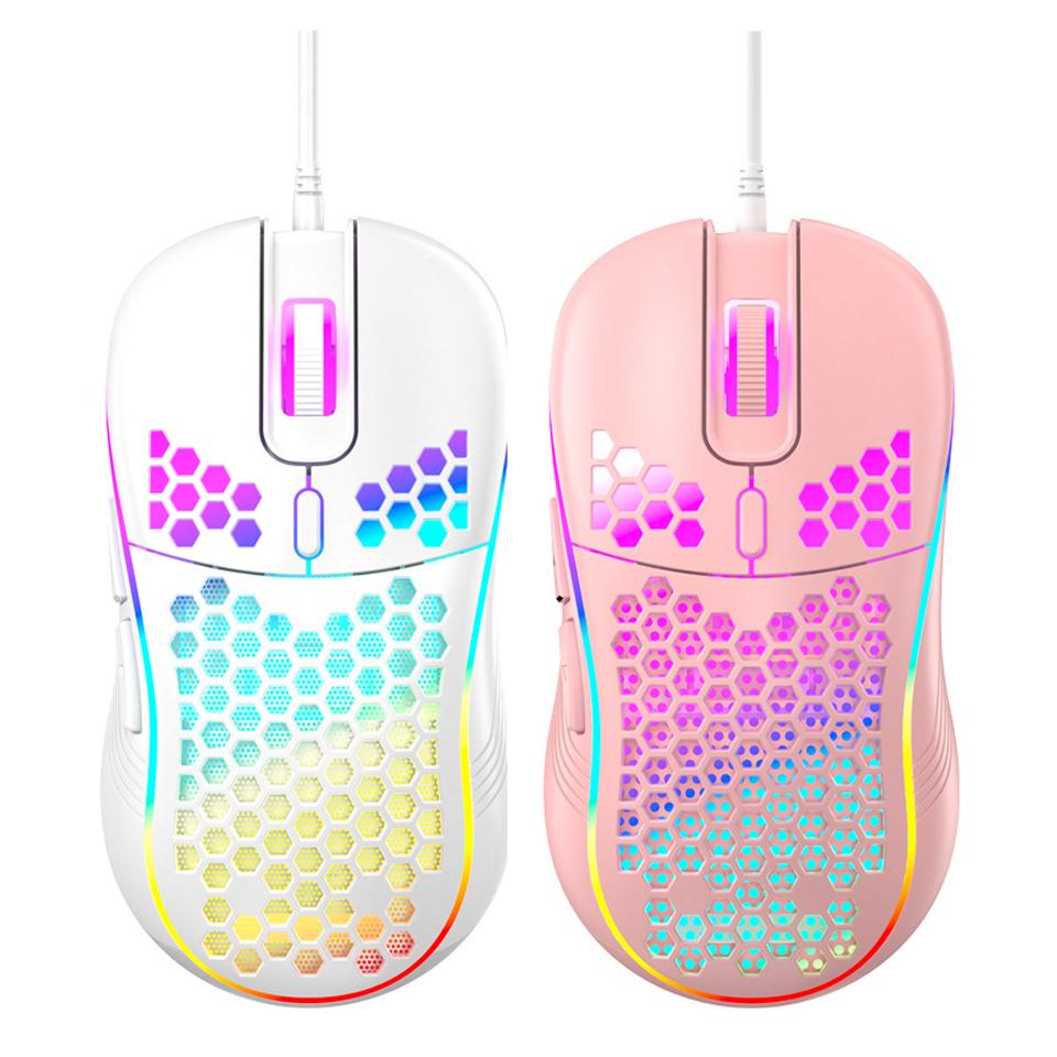 USB Có Dây Nhẹ Chuột Chơi Game RGB Backlit Chuột Với 6 Nút 7200DPI Tổ Ong Vỏ Chuột Cho Máy Tính, Laptop