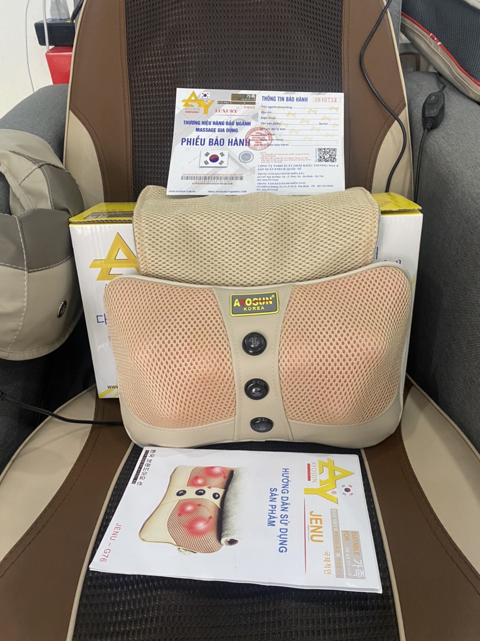 Gối Massage Cổ Vai Gáy Hồng Ngoại Đa Năng 20 Bi Cao Cấp, Bảo Hành 12 Tháng