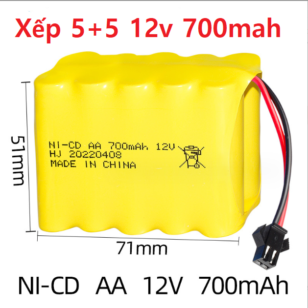 Pin Ni-Cd 9.6v 700mah Xếp Chồng 5+5 SM Thiết Bị Điện Xe Điều Khiển Hàng Mới 100%