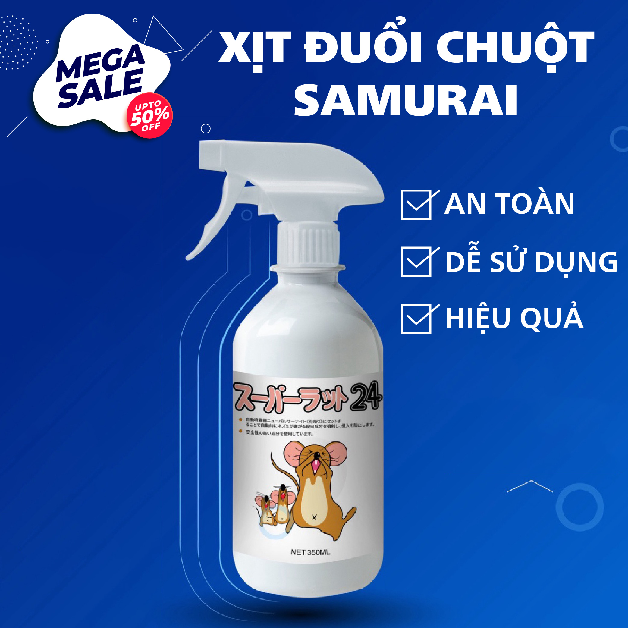 Chai xịt đuổi chuột SAMURAI CARE, không hóa chất độc hại, thân thiện với môi trường