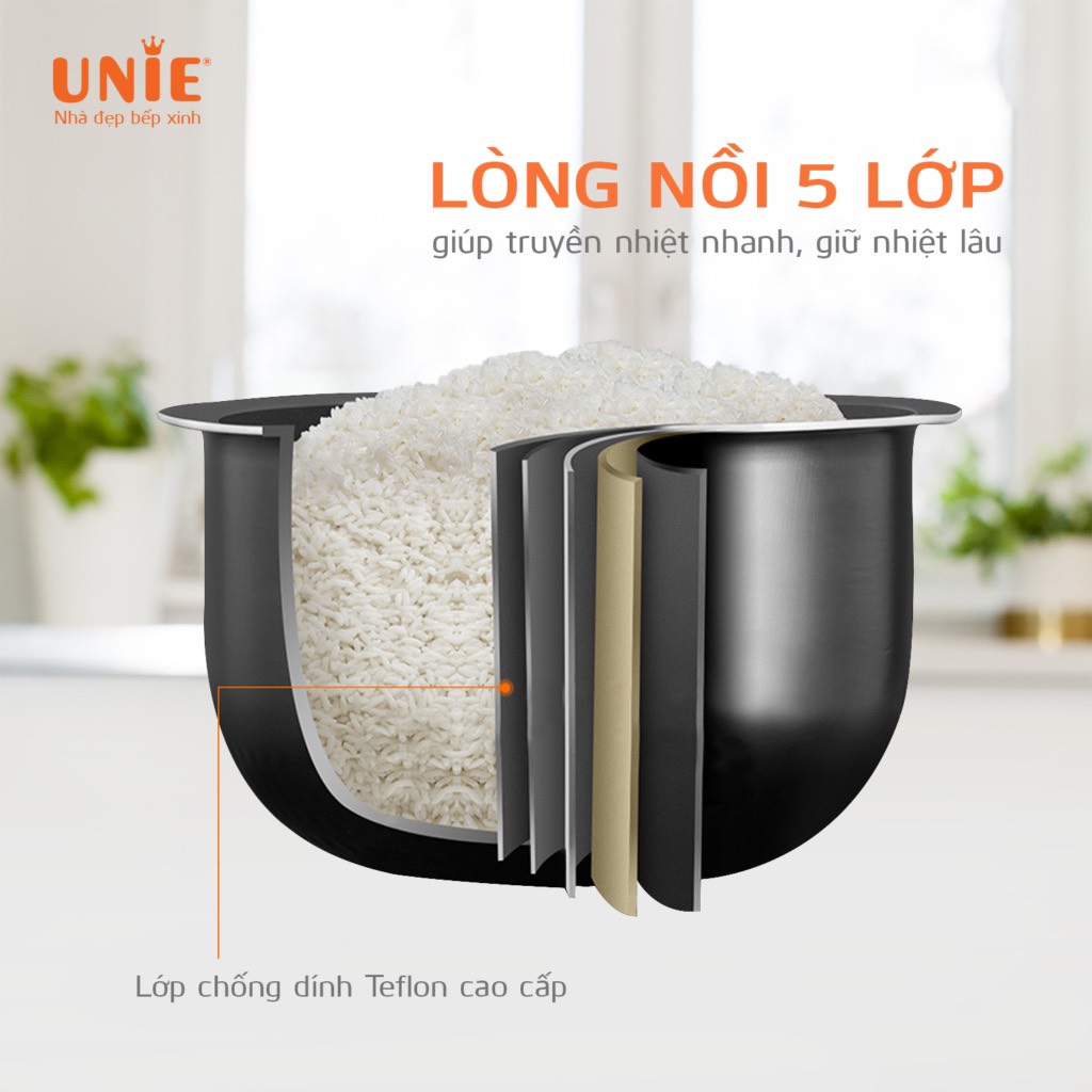 Nồi Cơm Điện 1.8Lit UNIE UE625, Lòng Niêu 5 Lớp Siêu Dày, Nấu 3D Công Suất 700w, Hàng Chính Hãng