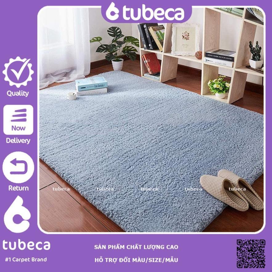 Thảm Lông Cừu Trải Sàn Phòng Ngủ | Màu Xanh Xám | Thảm Cao Cấp | Dày Dặn | Cực Êm | 2m  x 1m6 | TUBECA