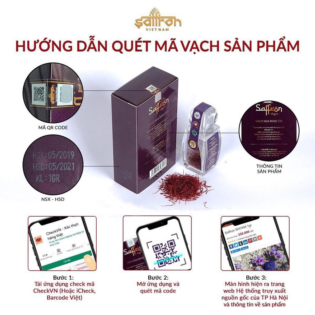 Nhụy Hoa Nghệ Tây Saffron SHYAM 1gram/hộp tặng trà hoa cúc thương hiệu Saffron Việt Nam