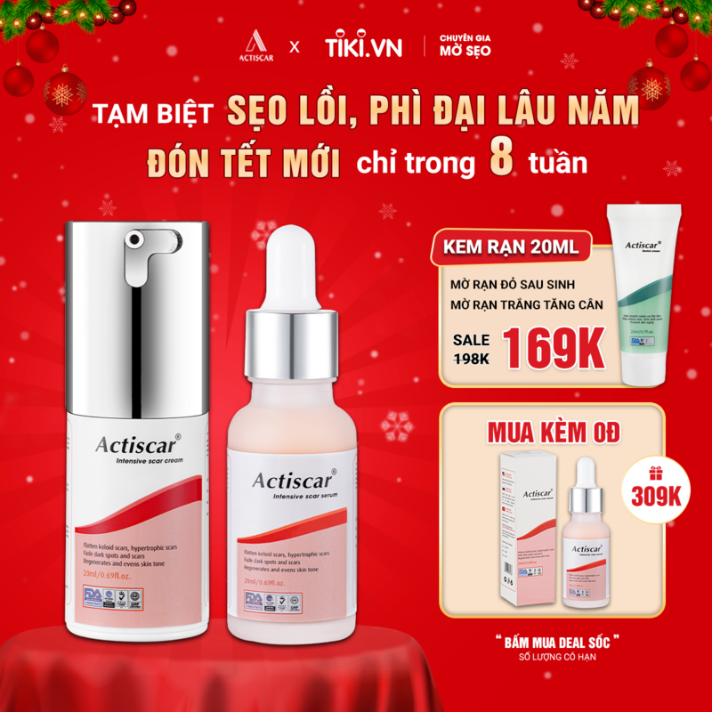 Combo Kem Sẹo và Serum Xóa Sẹo Lồi To, Sẹo Phì Đại Actiscar