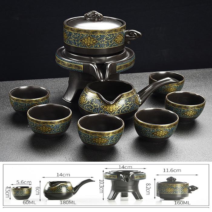 Bộ Ấm Chén Pha Trà Cối Xay Hoài Cổ, Gốm Sứ Cao