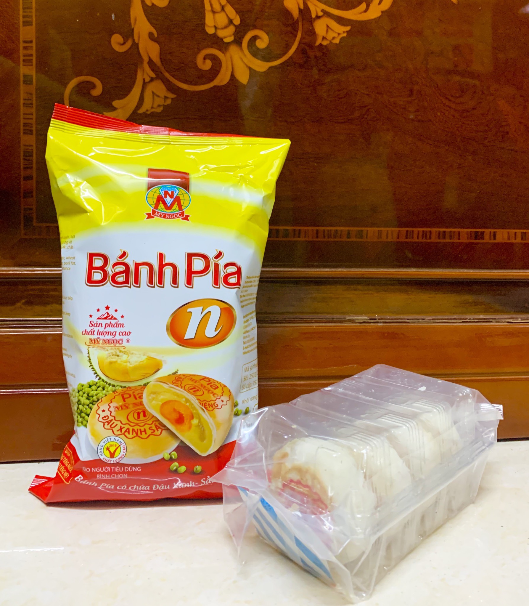 MỸ NGỌC _ Bánh pía N đậu xanh SẦU RIÊNG tươi CÓ TRỨNG MUỐI 310g