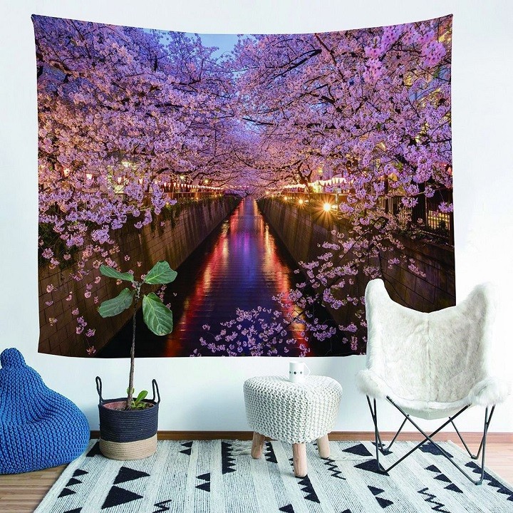 Tranh trang trí hoa anh đào đẹp sang trọng lớn 150 cm