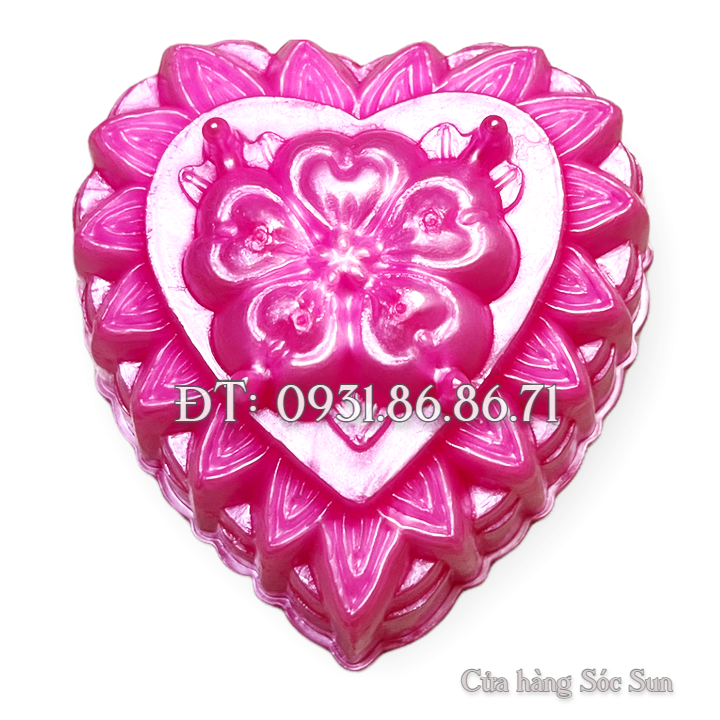 Bộ 8 khuôn rau câu trung thu hình tim loại 13 cm – Mã số 1925