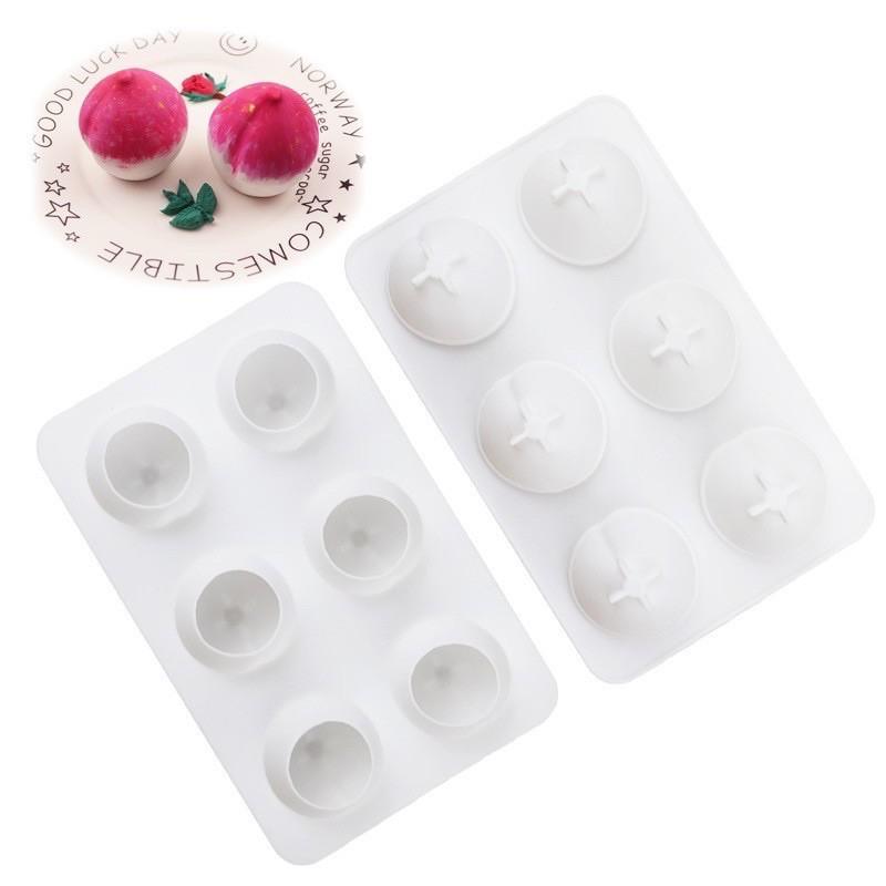 Khuôn silicon 6 quả đào