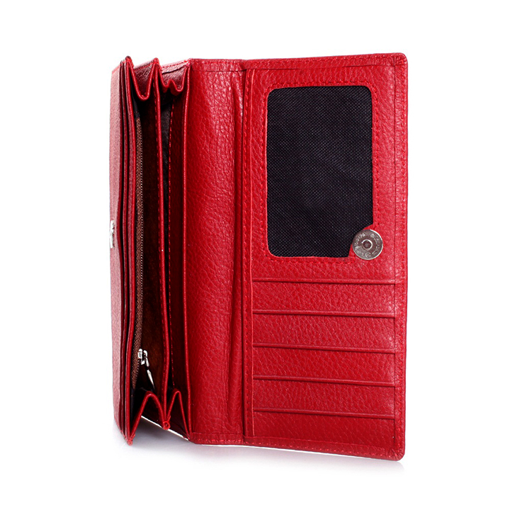 HJ3119-20-21-22-23 - Bóp nữ da thật cao cấp Huy Hoàng 2 gấp màu da, đen, đỏ, hồng, nâu