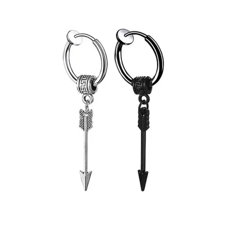 Bông Tai Nam Loại Kẹp Ko Cần Bấm Lỗ Tai Hình Mũi Tên Titan Ko Đen TT 4294 – 1 Cái