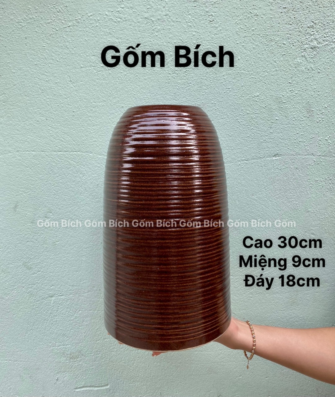 Bình Hoa Lọ Hoa Gốm Dáng Chuông Nhỡ Men Hỏa Biến Gốm Sứ Bát Tràng