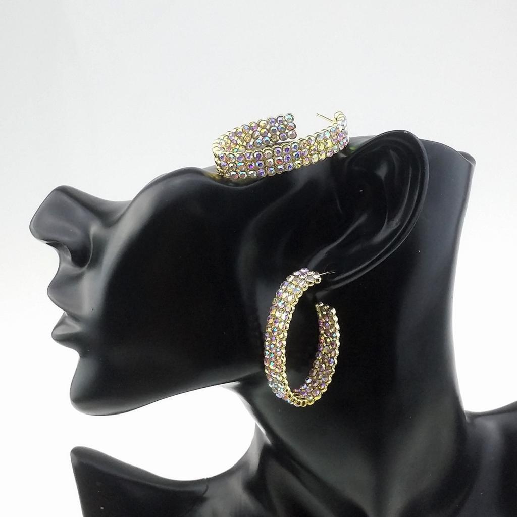Big Circle Stud Hoop Earrings Wedding Bride Jewelry