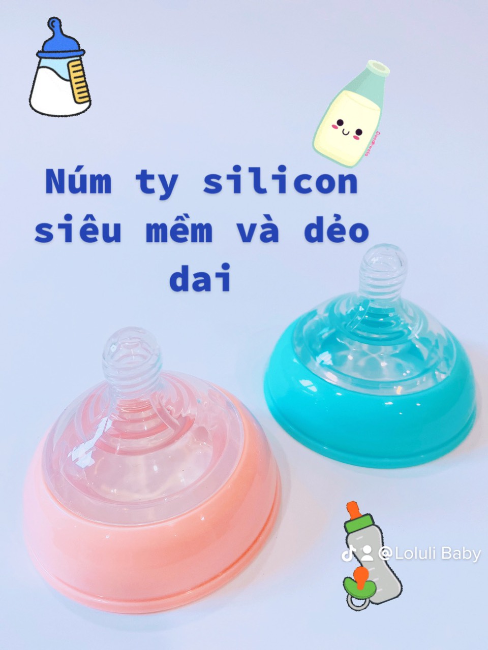 Bình Sữa Loluli PP Cổ Rộng Chống Sặc Cho Bé Chính Hãng - 210ml