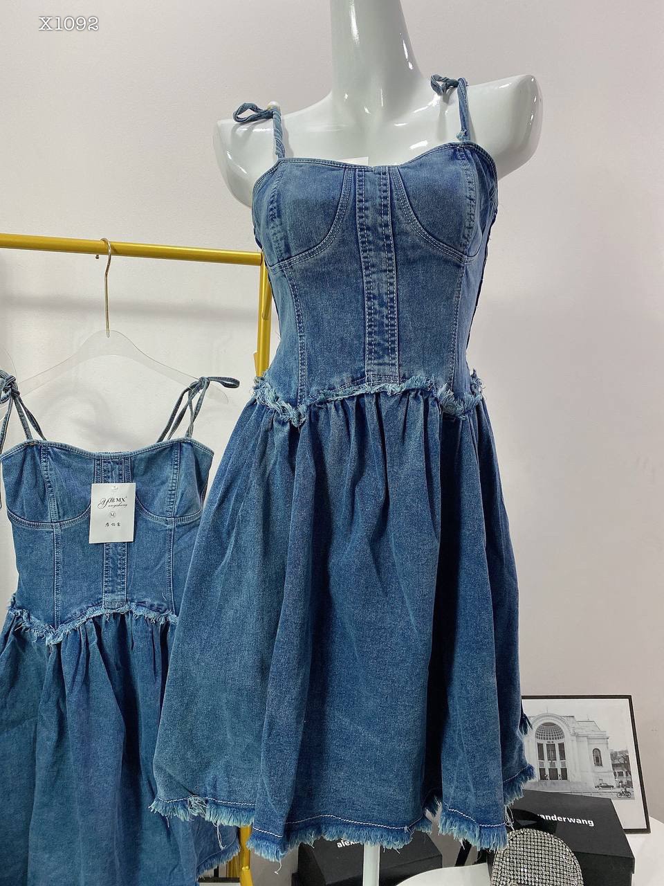 ĐẦM 2 DÂY XÒE NGẮN MIDI CỔ U SUÔNG JEANS VÁY XẾP LY TENNIS DENIM TUA RUA ĐI TIỆC ĐI CHƠI DẠO PHỐ ĐI BIỂN