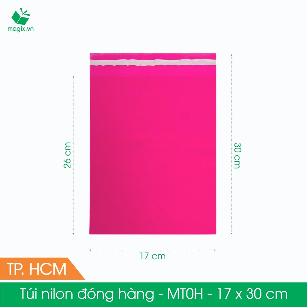 MT0H - 17x30 cm - Túi nilon gói hàng - 100 túi niêm phong đóng hàng màu hồng