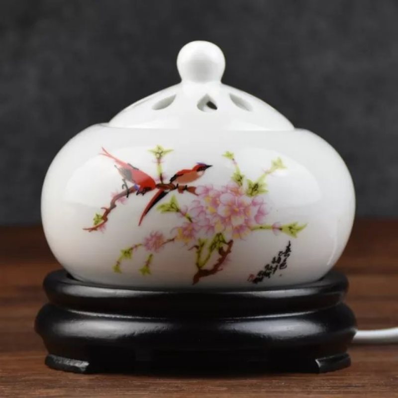 Lư Xông Đốt Trầm Hương, Tinh Dầu - Lư Gốm Sứ Xông Trầm Hương, Tinh Dầu Bằng Điện Có Hẹn Giờ