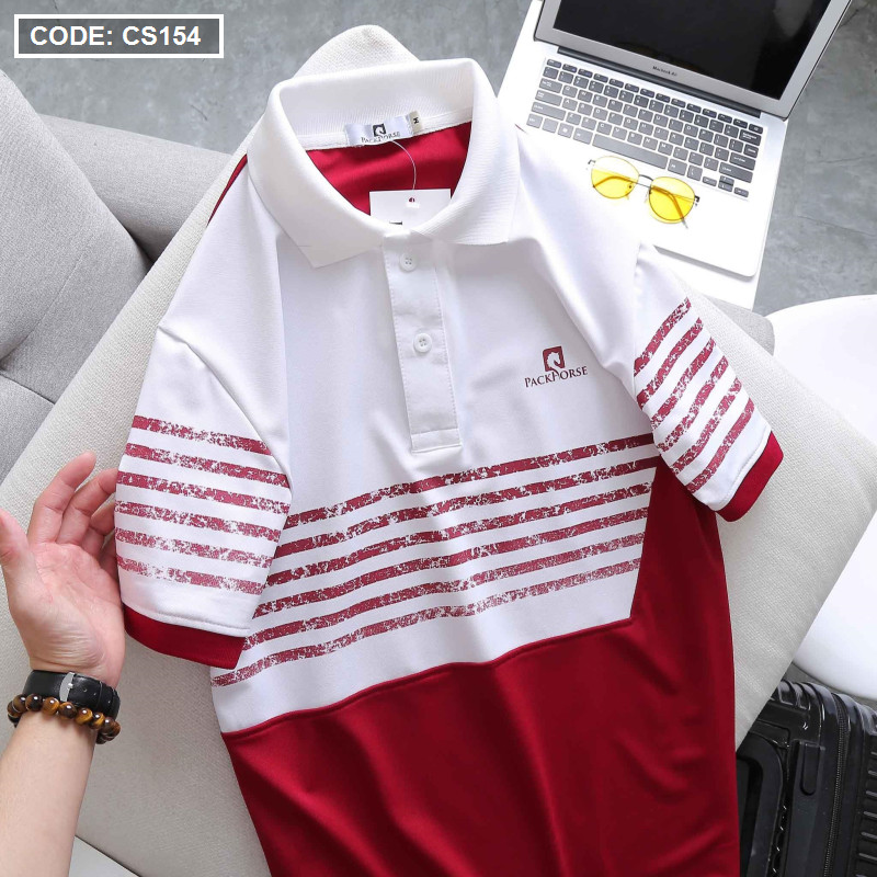 Áo thun polo nam kẻ sọc ngang cá sấu có cổ bẻ Nexx & Dee trung niên vải cao cấp ND06