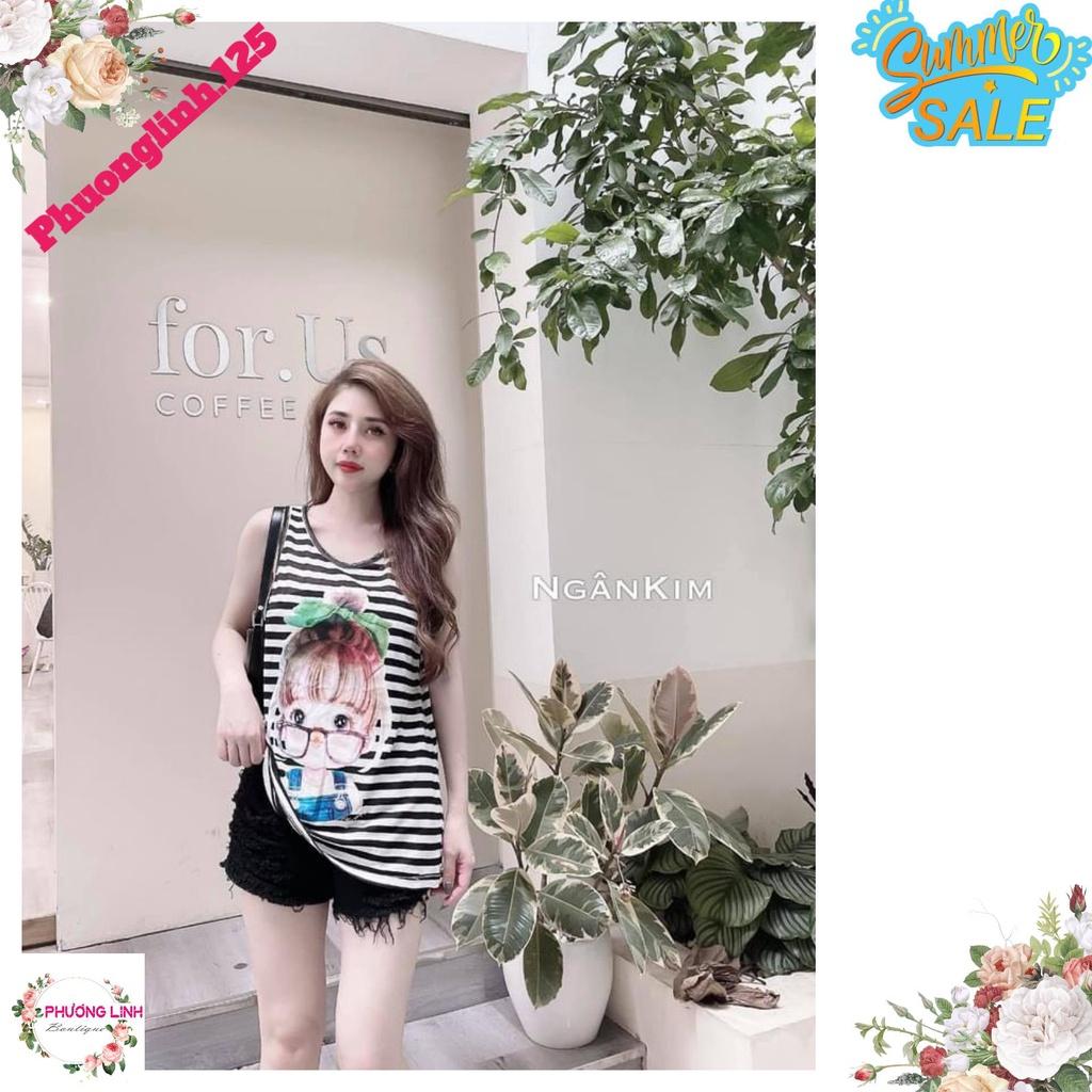 ÁO BA LỖ NỮ HÌNH CÔ BÉ NƠ XANH