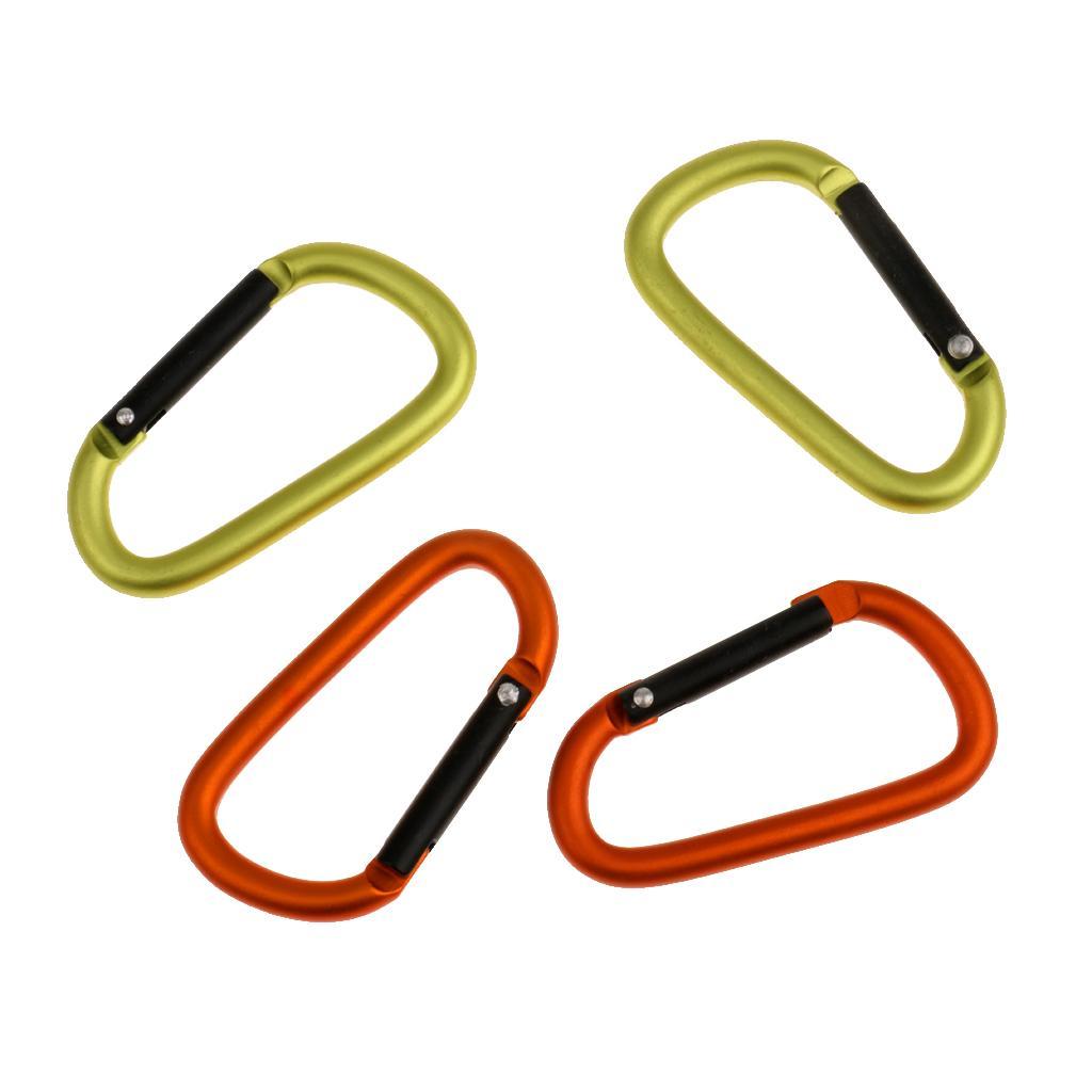 4pcs D Shape Carabiner Spring Snap Clip Hook Keychain Keyring Hiking Outdoor