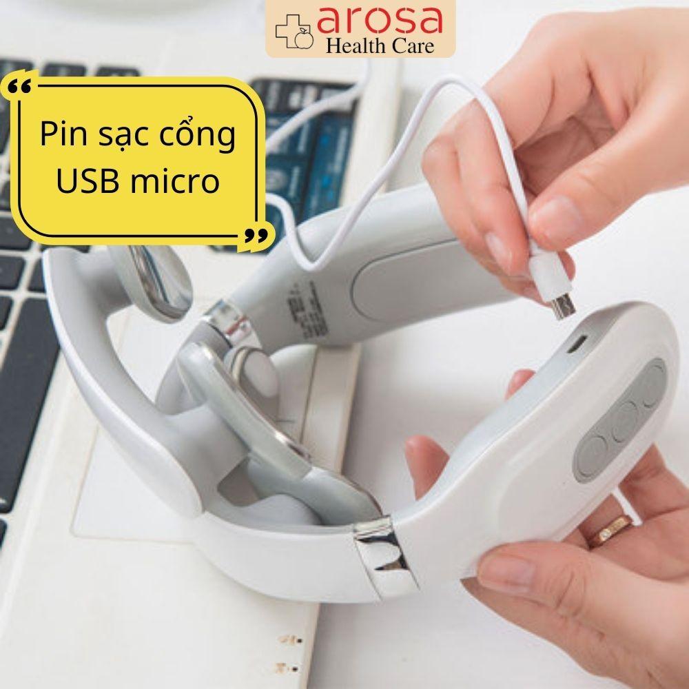 Gối Matxa Cổ Vai Gáy, Massage Xung Điện Giúp Giảm Đau, Máy Mát Xa Nhiều Chế Độ Cổng Sạc USB