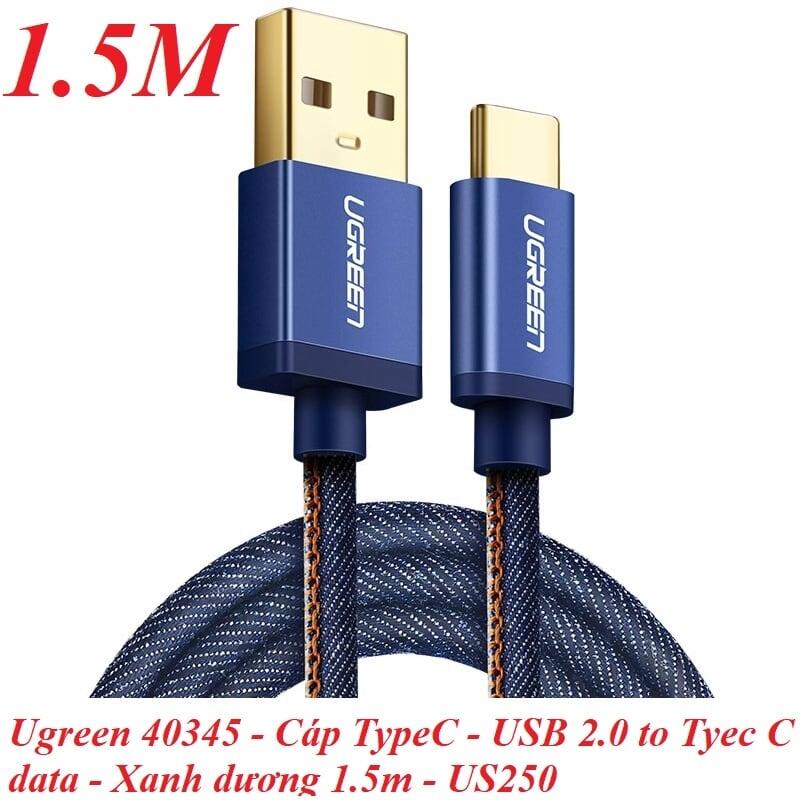 Ugreen UG40345US250TK 1.5M màu Xanh Cáp sạc USB TypeC cao cấp - HÀNG CHÍNH HÃNG