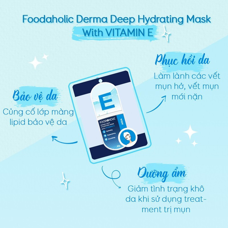 Combo 5 Mặt Nạ Dưỡng Ẩm Sâu Chiết Xuất Vitamin E Foodaholic Derma Deep Hydrating Mask 23g x 5