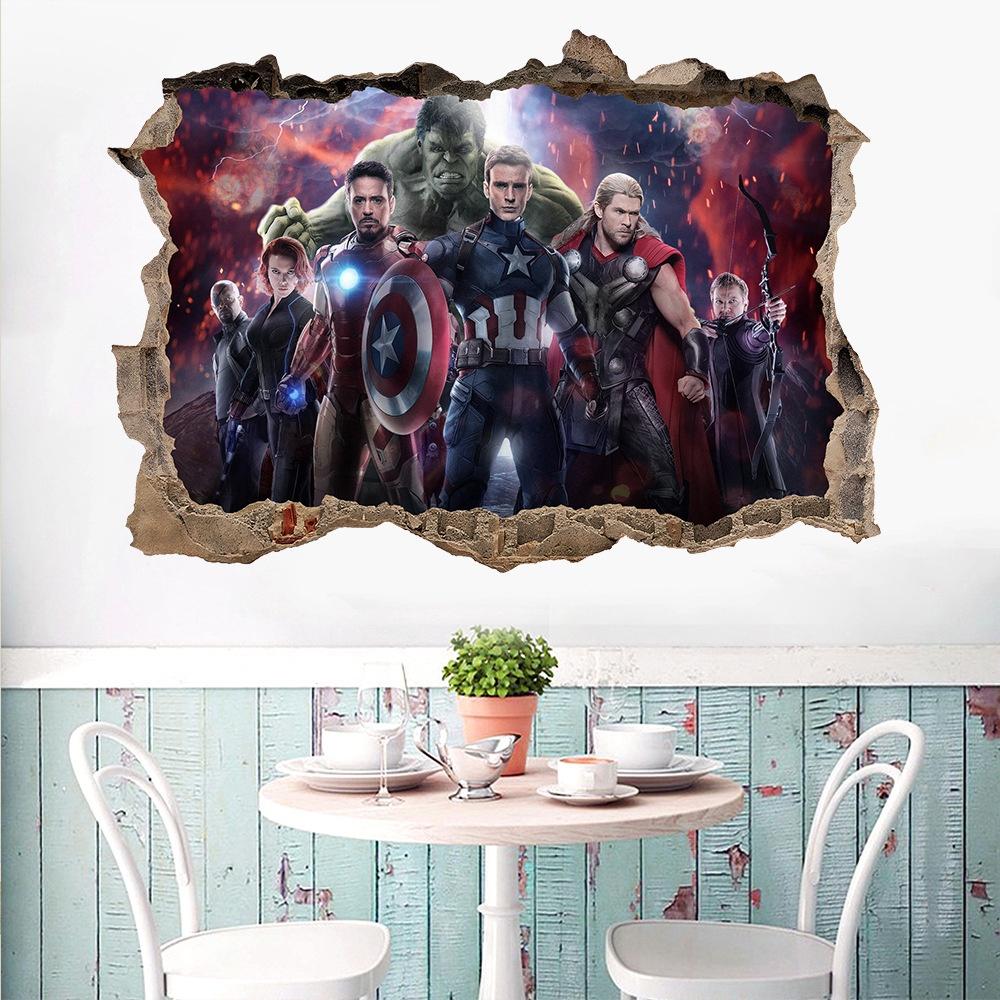 Decal Tranh Dán Tường Siêu Anh Hùng Marvel - Decal 3D Avengers mẫu số 5 AmyShop (50 x 70 cm)