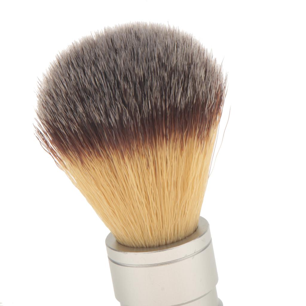 Men's Facial Shaving Nylon Hair Brush Alloy Handle Shave Tool Beard Clean