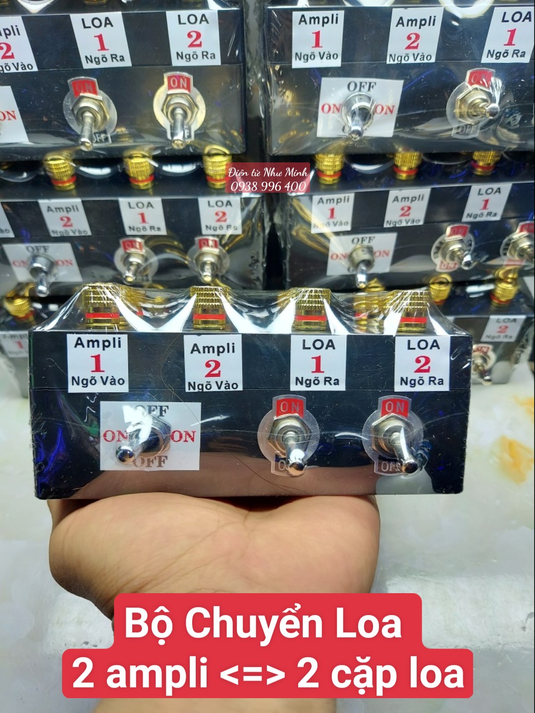 Hộp Chuyển 2 Ampli ra 2 Cặp Loa - Hộp chia Loa 2 cặp Loa dùng với 1 hoặc 2 ampli đều được.