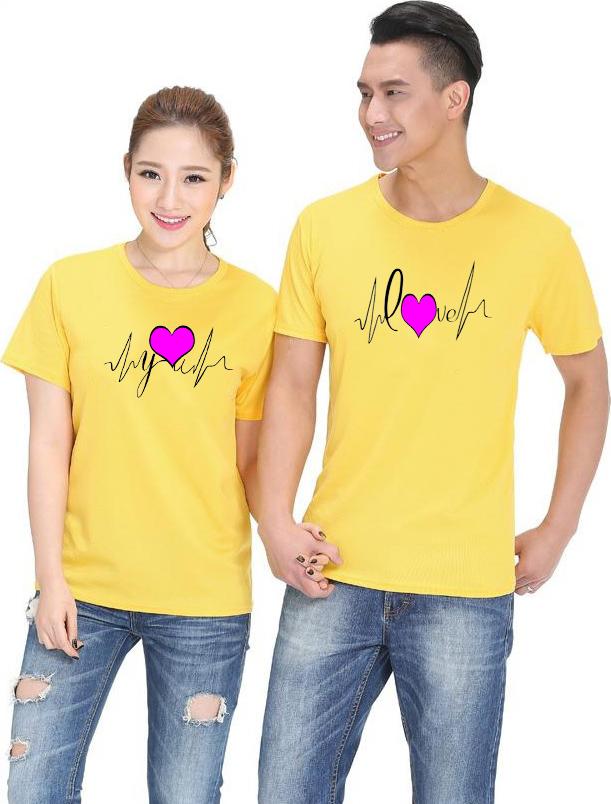 Bộ Áo Thun Đôi Nam Nữ  Màu Vàng A11309