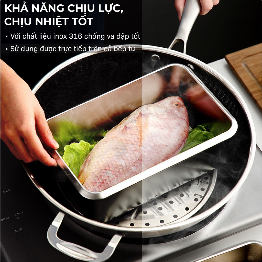 Hộp Đựng Thực Phẩm Tủ Lạnh Chất Liệu Inox 316 Kháng Khuẩn, Có Nắp Và Gioăng Cao Su Kín Khí Chống Mùi Dung Tích 2.8L