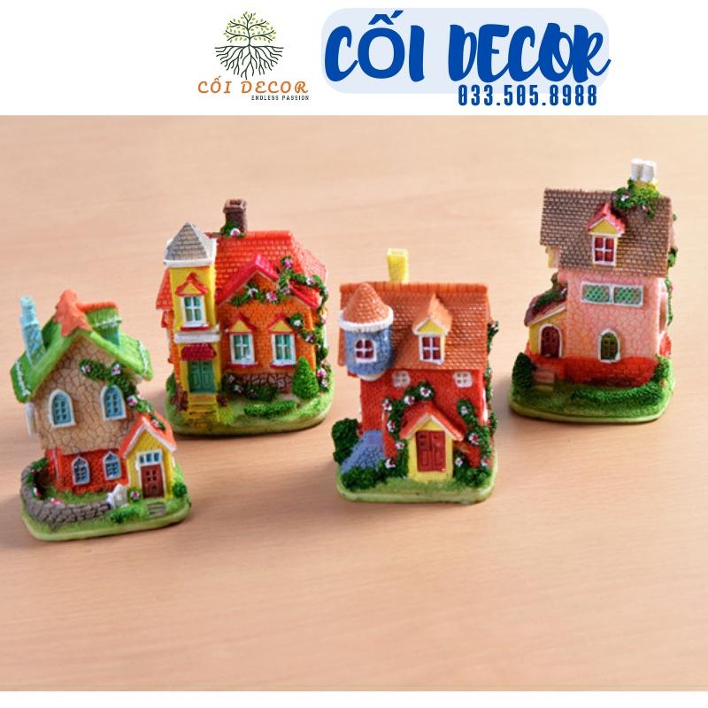 Mô hình ngôi nhà lâu đài,biệt thự nhiều màu sắc trang trí tiểu